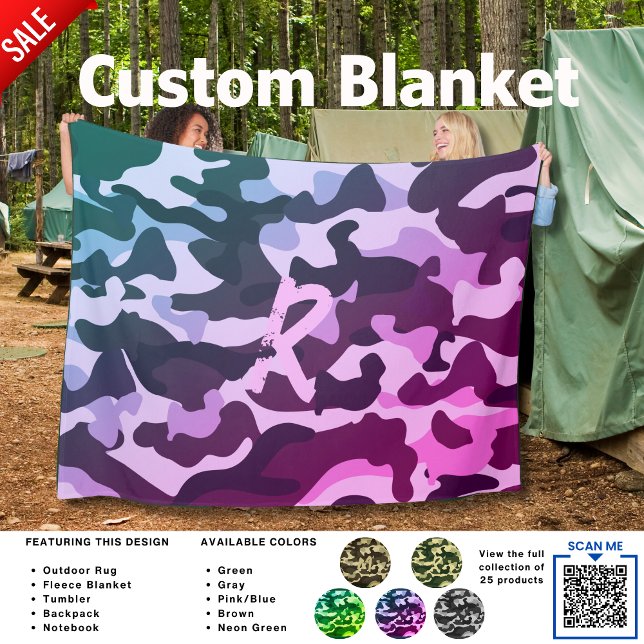 Camping Blanket Camouflage Hinzufügen Initial Kids Fleecedecke (Von Creator hochgeladen)