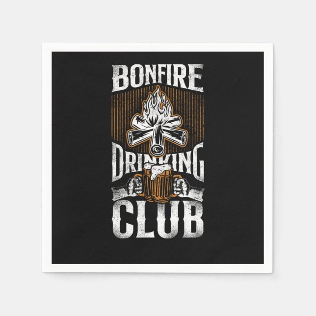 Camping Bonfire Drinking Club Campfire Drunk Alcoh Serviette (Vorderseite)