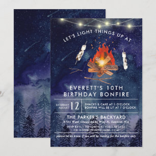 Camping Bonfire Geburtstagsparty Einladung