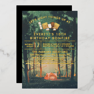 Camping Bonfire S'mores Geburtstagsparty Folieneinladung