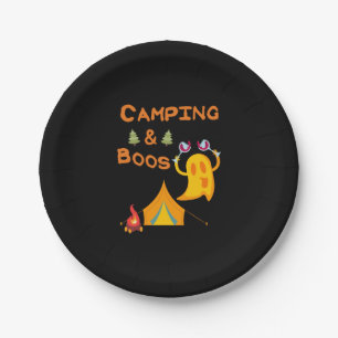Camping & Boos Geister Wein Camping Halloween Pappteller