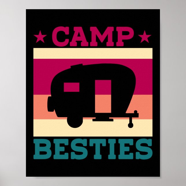 Camping Camp Besties Rv Trailer Retro Vintag Poster (Vorne)