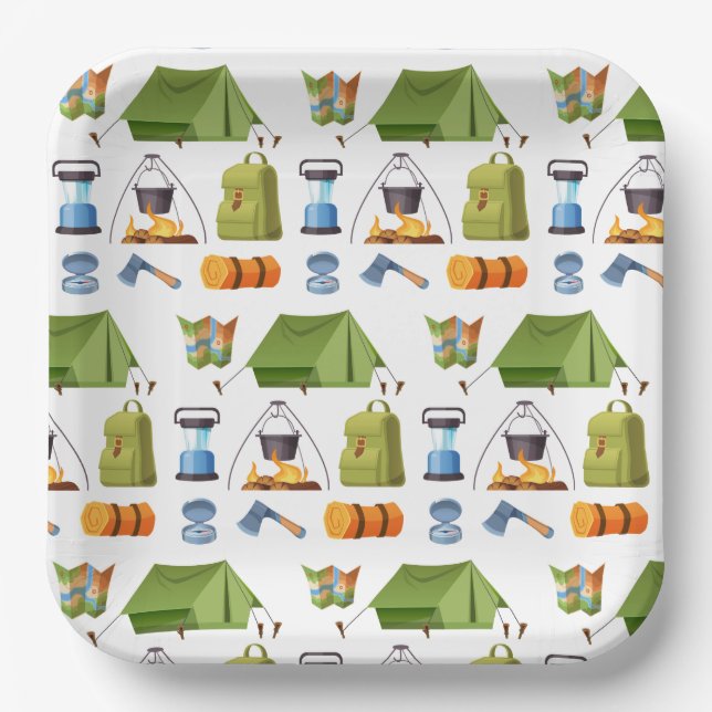 Camping Camp Zelt Geburtstagsparty Pappteller (Vorderseite)