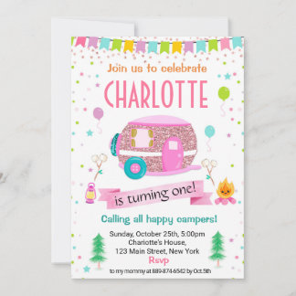 Camping Camper Außenbereich Einladung zum Geburtst