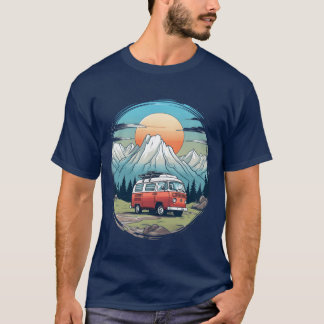 Camping Camper Berge Natur Sonnenaufgang Geschenk T-Shirt
