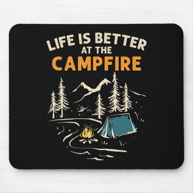 Camping Camper Camping Lagerfeuer Das Leben Ist Be Mousepad (Vorne)