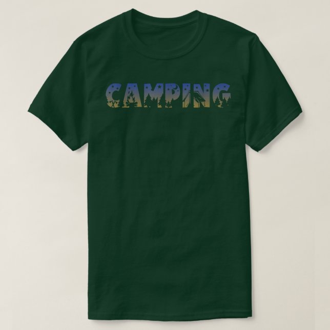 Camping Camper Forest Camp Night Trees Campfire St T-Shirt (Design vorne)