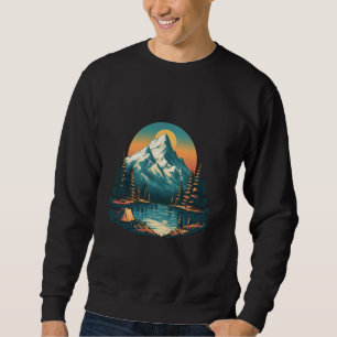 Camping Camper Glamping Zelt Sonnenuntergang Berge Sweatshirt