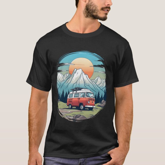 Camping camper mountains nature sunrise gift gift T-Shirt (Vorderseite)