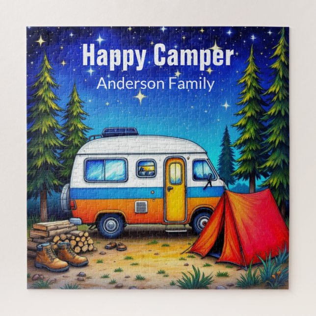 Camping Campervan Blue Green Puzzle (Vertikal)