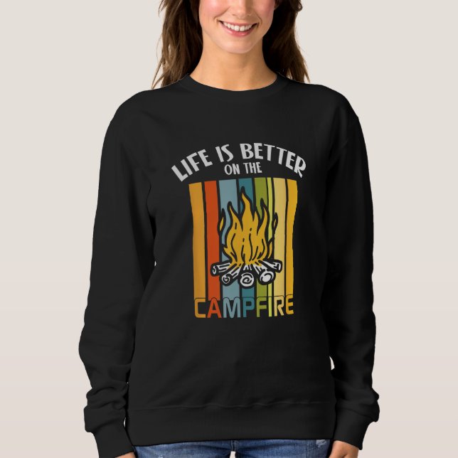 Camping Campfire Men Women Camping Trailer Camper Sweatshirt (Vorderseite)