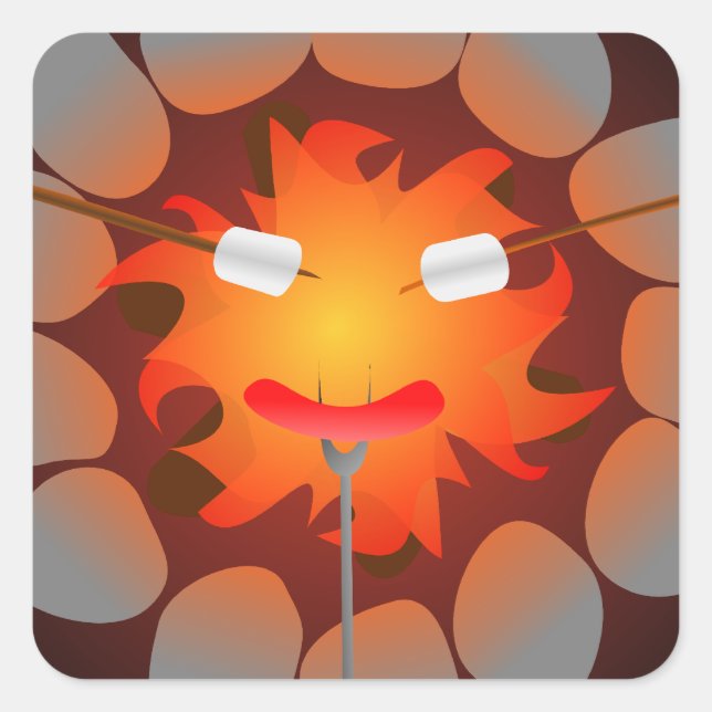 Camping Campfire Quadratischer Aufkleber (Vorderseite)