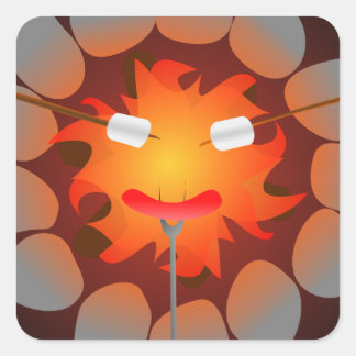 Camping Campfire Quadratischer Aufkleber