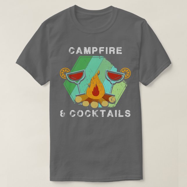 Camping Campfire und Cocktails T-Shirt (Design vorne)