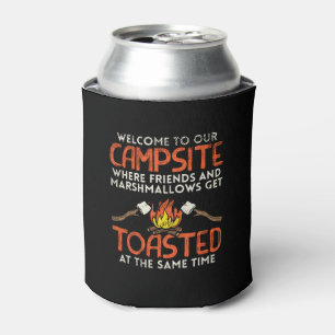 Camping Campfire und Marshmallows Dosenkühler