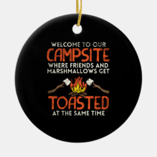 Camping Campfire und Marshmallows Keramik Ornament