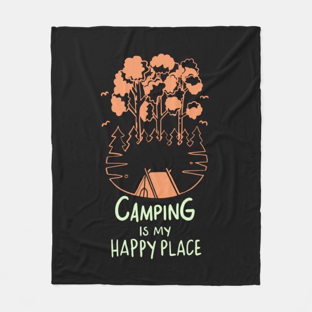 Camping - Camping ist mein glücklicher Ort Fleecedecke (Vorderseite)