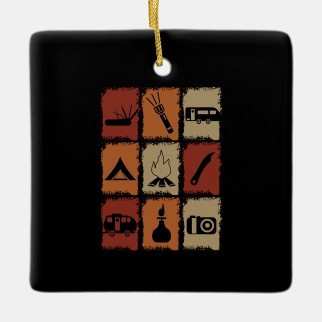 Camping - Camping Stuff Retro Keramikornament (Vorderseite)