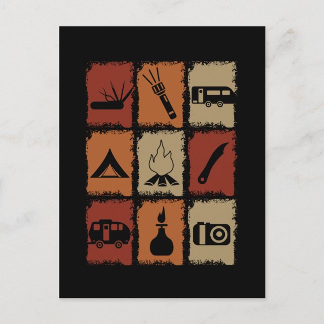 Camping - Camping Stuff Retro Postkarte (Vorderseite)