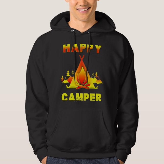 Camping   Camping  with Sayings Happy Camper Hoodie (Vorderseite)