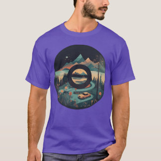 Camping Caravan in Berglandschaft mit Rekord T-Shirt