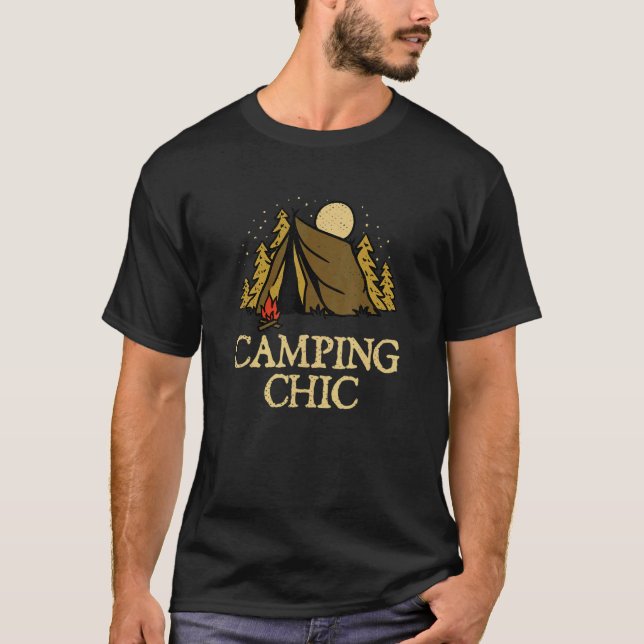 Camping Chic Summer Camper Tropical Camp Couples   T-Shirt (Vorderseite)