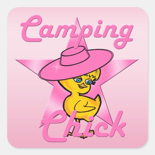 Camping Chick #8 Quadratischer Aufkleber (Vorderseite)
