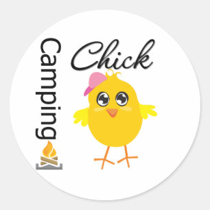 Camping Chick Runder Aufkleber