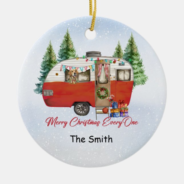 Camping Christmas Van für den Camper Keramik Ornament (Vorne)