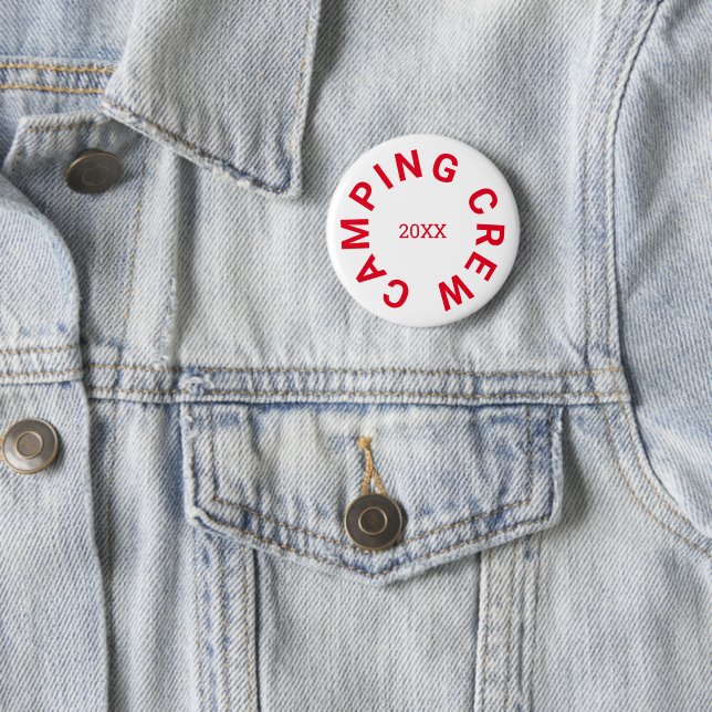Camping Crew Benutzerdefiniert Jahr Retro Rot Button (Beispiel)