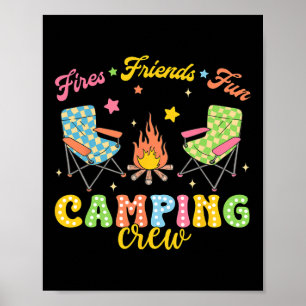 Camping-Crew Familie Freunde Mädchen Kinder Sommer Poster
