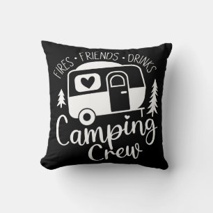 Camping Crew Freunde Getränke Kissen