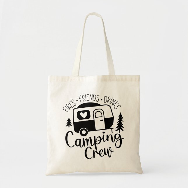 Camping Crew Freunde Getränke Tragetasche (Vorne)