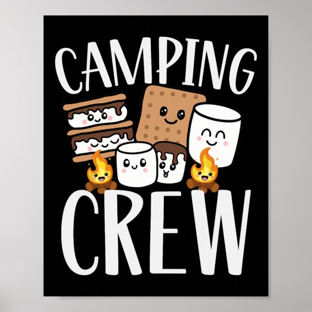 Camping Crew Smore Campfire Group Squad Team Kids  Poster (Vorne)