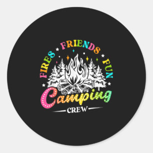 Camping-Crew zündet Freunde Lustige Sommer-Vibes C Runder Aufkleber