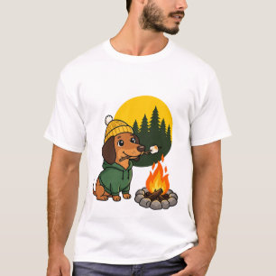 Camping-Dachshund röstet Marshmallow T-Shirt