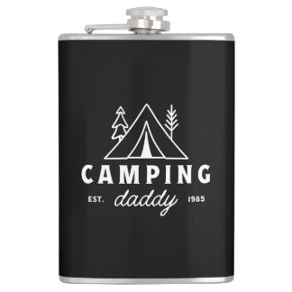 Camping dad funny father camper forest retro black flachmann