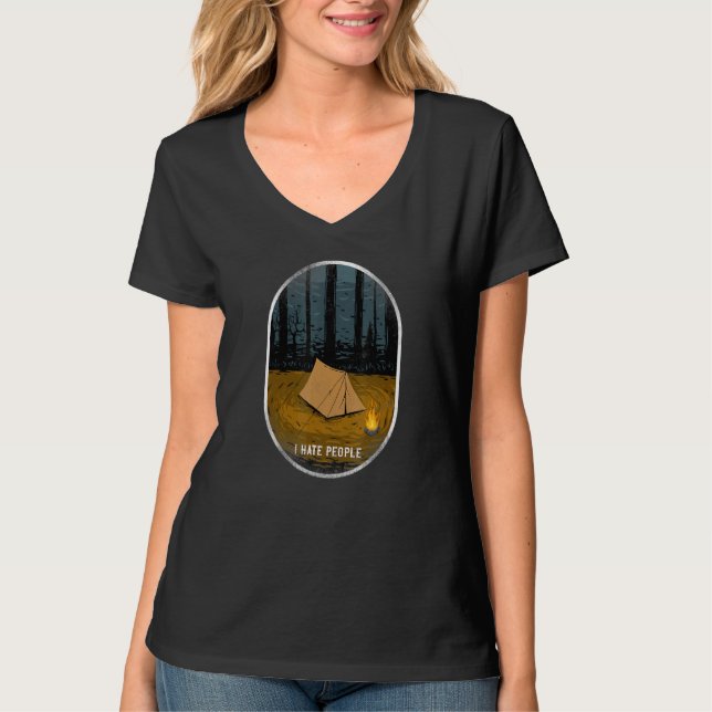 Camping, das ich hasse Leute Zelt T-Shirt (Vorderseite)