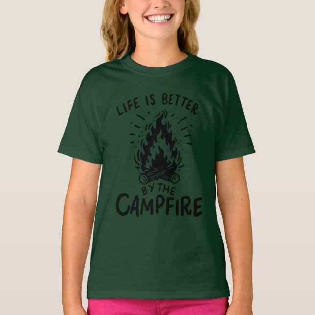 Camping - Das Leben wird besser durch das Lagerfeu T-Shirt (Vorderseite)