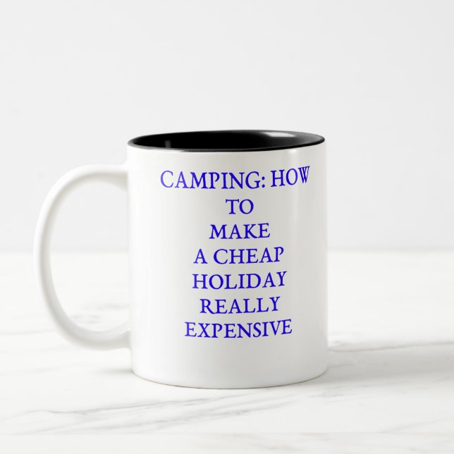 Camping, das teures lustiges der billigen zweifarbige tasse (Links)
