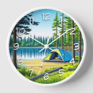 Camping der Natur im Wald Uhr