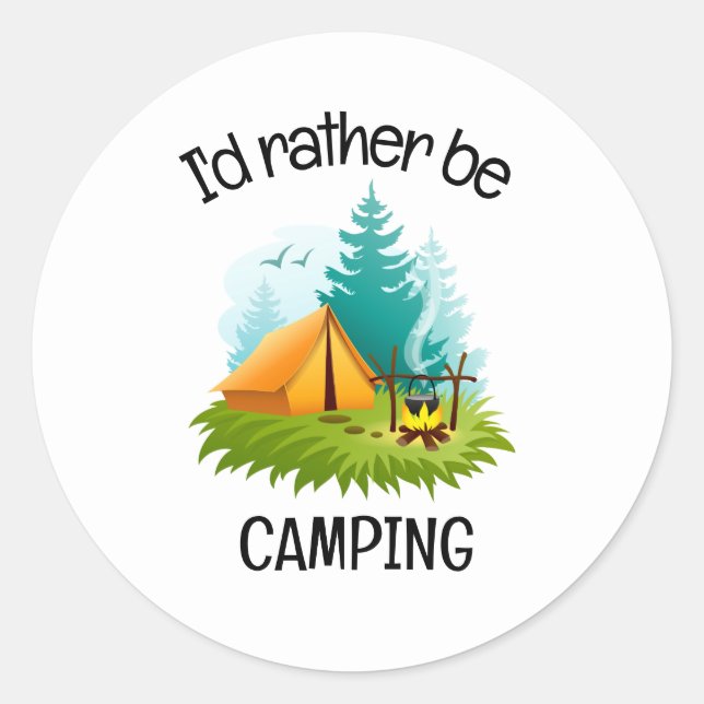 Camping Design  Runder Aufkleber (Vorderseite)
