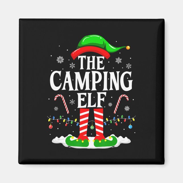 Camping Elf Xmas Funny Matching Family Group C Magnet (Vorne)