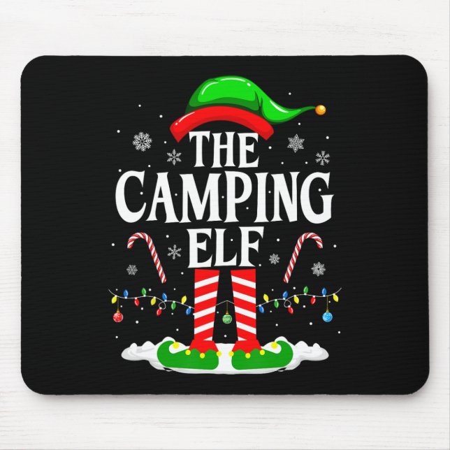 Camping Elf Xmas Funny Matching Family Group C Mousepad (Vorne)