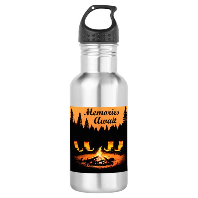 Camping Erinnerungen warten Edelstahlflasche (Vorderseite)