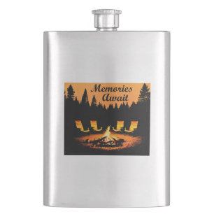Camping Erinnerungen warten Flachmann