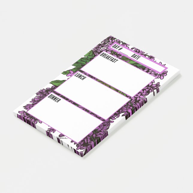 Camping-Essensplanungstool für Floral Lilacs Post-it Klebezettel (angewinkelt)