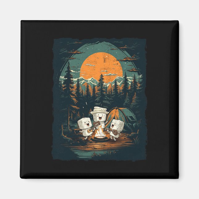 Camping Fall Vibes Retro Herbst Frauen Kinder Kind Magnet (Vorne)
