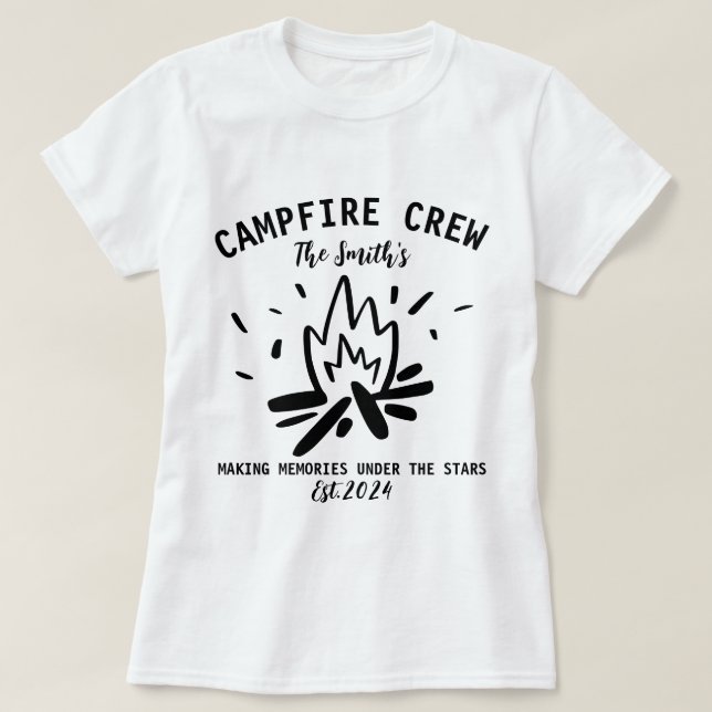 Camping Familienurlaub 2024, Crew Campfire T-Shirt (Design vorne)