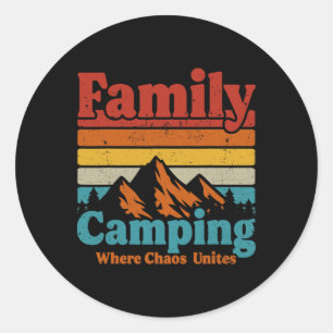 Camping Family Camping Chaos Unites Happy Camper C Runder Aufkleber